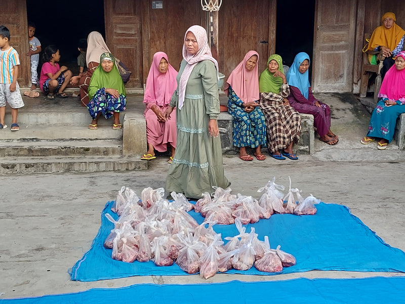 Volunteers distributing food parcels
